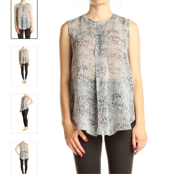 Vince Camuto Tops - Vince Camuto XS grey and white sleeveless snakeskin blouse